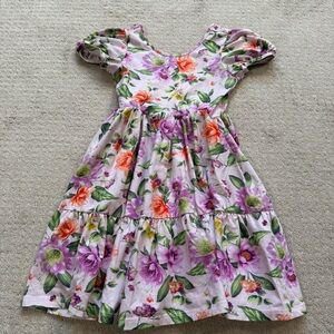 Janie and Jack Floral Dress in Purple and Orange